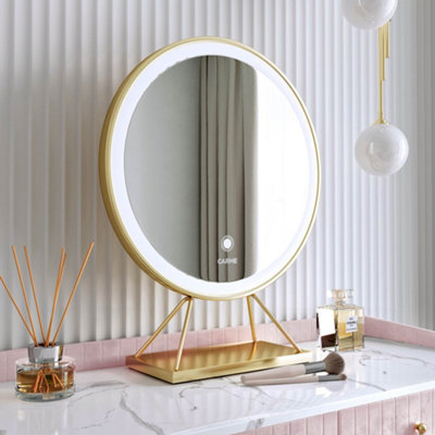 Tokyo Glow Ballerina Pink Velvet Dressing Table with LED Touch Sensor Mirror