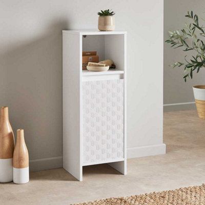 Tokyo White Freestanding Slim Bathroom Floor Cabinet