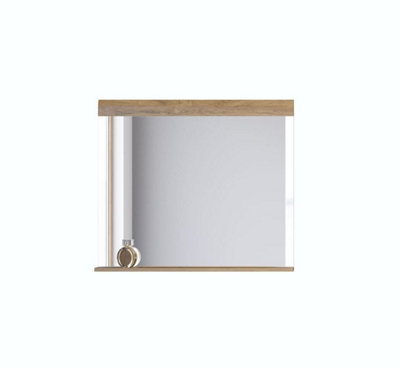 Toledo 04 Hallway Framed Mirror in Oak Grandson - W830mm H720mm D100mm, Modern and Practical