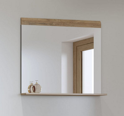 Toledo 04 Hallway Framed Mirror in Oak Grandson - W830mm H720mm D100mm, Modern and Practical