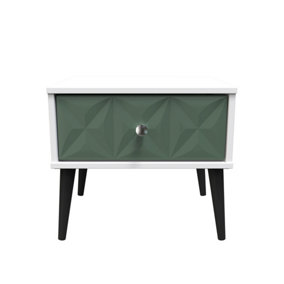 Toledo 1 Drawer Bedside in Labrador Green & White (Ready Assembled)