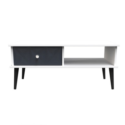 Toledo 1 Drawer Coffee Table in Indigo Matt & White (Ready Assembled)