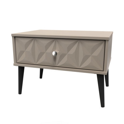 Toledo 1 Drawer Wide Side Table in Mushroom (Ready Assembled)