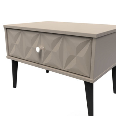 Toledo 1 Drawer Wide Side Table in Mushroom (Ready Assembled)
