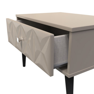 Toledo 1 Drawer Wide Side Table in Mushroom (Ready Assembled)