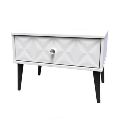 Toledo 1 Drawer Wide Side Table in White Matt (Ready Assembled)