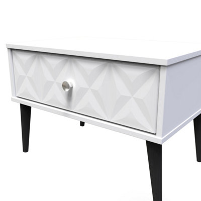 Toledo 1 Drawer Wide Side Table in White Matt (Ready Assembled)