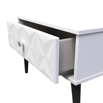 Toledo 1 Drawer Wide Side Table in White Matt (Ready Assembled)