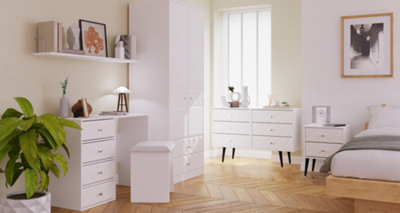 Toledo 1 Drawer Wide Side Table in White Matt (Ready Assembled)