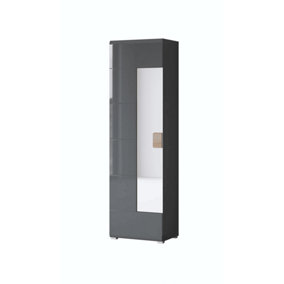 Toledo 17 Mirrored Hallway Cabinet in Grey Gloss - W610mm H2040mm D370mm, Sleek and Practical