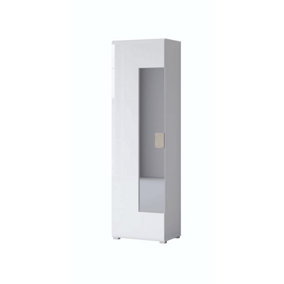 Toledo 17 Mirrored Hallway Cabinet in White Gloss - W610mm H2040mm D370mm, Tall and Elegant