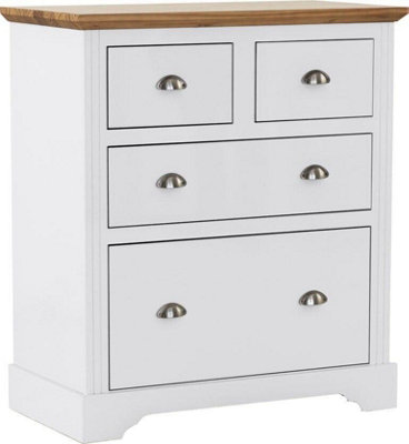 Toledo 2+2 Drawer Chest in White and Oak Effect Veneer