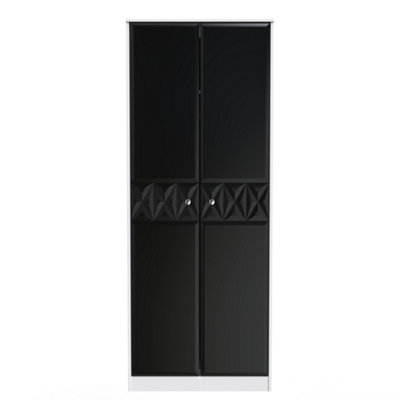 Toledo 2 Door Wardrobe in Deep Black & White (Ready Assembled)