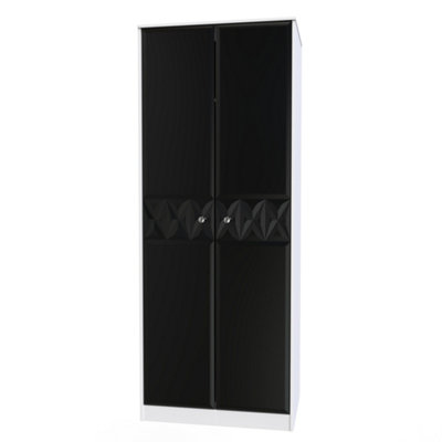 Toledo 2 Door Wardrobe in Deep Black & White (Ready Assembled)