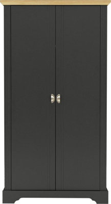 Toledo 2 Door Wardrobe in Grey and Oak Effect Veneer