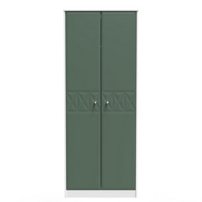 Toledo 2 Door Wardrobe in Labrador Green & White (Ready Assembled)
