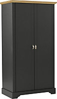 Toledo 2 Door Wardrobe - L56 x W100.5 x H188 cm - Grey/Oak Effect