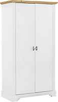 Toledo 2 Door Wardrobe - L56 x W100.5 x H188 cm - White/Oak Effect