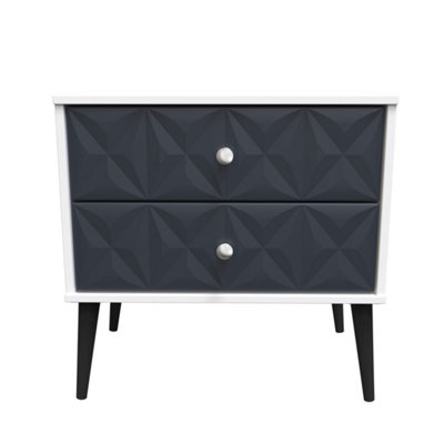 Toledo 2 Drawer Side Table in Indigo Matt & White (Ready Assembled)