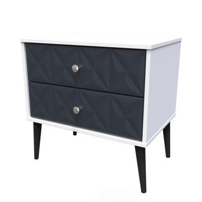 Toledo 2 Drawer Side Table in Indigo Matt & White (Ready Assembled)