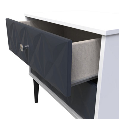 Toledo 2 Drawer Side Table in Indigo Matt & White (Ready Assembled)