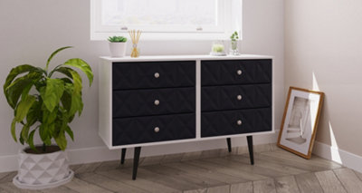 Toledo 2 Drawer Side Table in Indigo Matt & White (Ready Assembled)