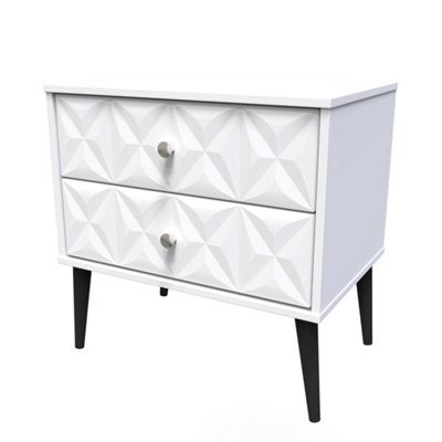 Toledo 2 Drawer Side Table in White Matt (Ready Assembled)