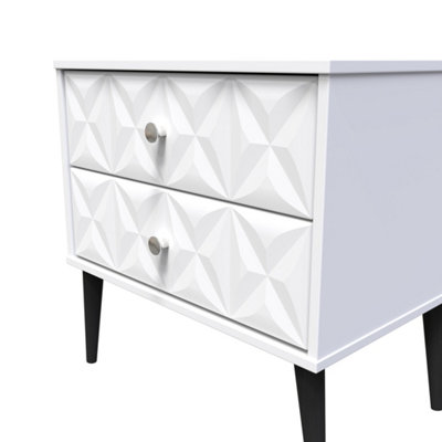 Toledo 2 Drawer Side Table in White Matt (Ready Assembled)
