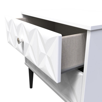 Toledo 2 Drawer Side Table in White Matt (Ready Assembled)