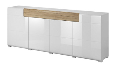 Toledo 25 Sideboard Cabinet in  White & San Remo Oak - Spacious & Perfect for Dining Essentials & More - W2080mm x H830mm x D390mm