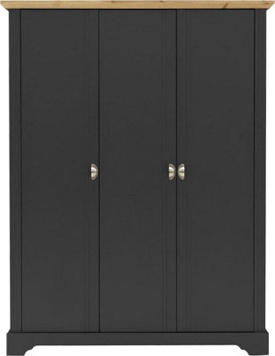 Toledo 3 Door Wardrobe in Grey and Oak Effect Veneer