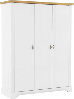 Toledo 3 Door Wardrobe in White and Oak Effect Veneer