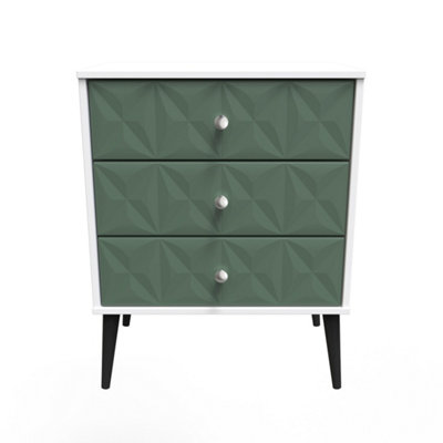 Toledo 3 Drawer Chest in Labrador Green & White (Ready Assembled)