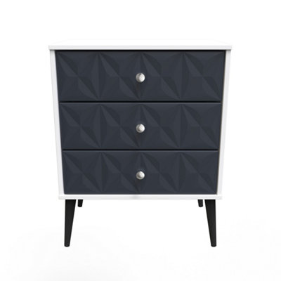 Toledo 3 Drawer Midi Sideboard in Indigo Matt & White (Ready Assembled)