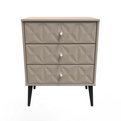 Toledo 3 Drawer Midi Sideboard in Mushroom (Ready Assembled)