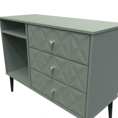 Toledo 3 Drawer TV Unit in Reed Green (Ready Assembled)