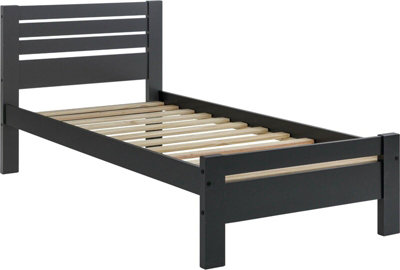 Toledo 3ft 90cm Single Bed Frame in Grey PINE and MDF