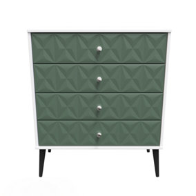 Toledo 4 Drawer Chest in Labrador Green & White (Ready Assembled)
