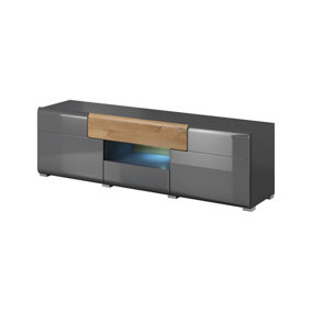 Toledo 41 TV Cabinet in Grey and Oak San Remo - Contemporary Elegance with San Remo Oak Accents - W1590mm x H480mm x D390mm