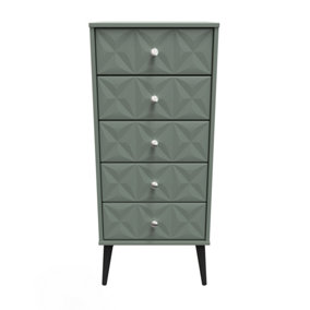Toledo 5 Drawer Tallboy in Reed Green (Ready Assembled)