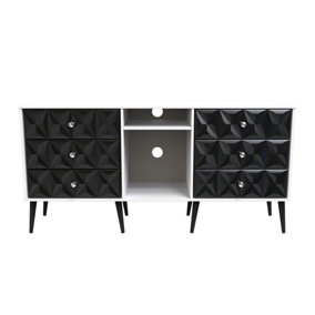 Toledo 6 Drawer Sideboard in Deep Black & White (Ready Assembled)