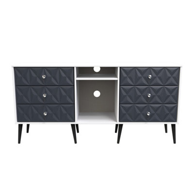 Toledo 6 Drawer Sideboard in Indigo Matt & White (Ready Assembled)