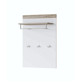 Toledo 89 Hallway Hanger in White & Oak San Remo - W830mm H1160mm D300mm, Stylish and Practical