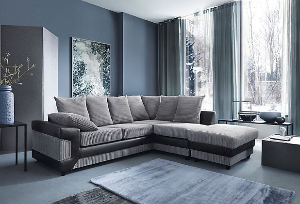 Corner Grey Jumbo Cord Sofa