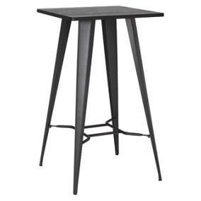 Tolix Bar Table with Grey Wooden Top & Metal Frame - 104cm Height