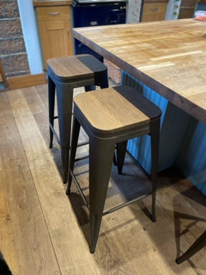 Tolix Breakfast Bar Stool, Fixed Black Legs And Footrest, Easy Clean ...