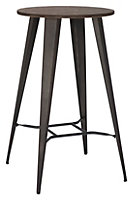 Tolix Premium Bar Table, Round Rustic Brown Table Top, Steel Legs And Support, Kitchen Table, 60cm Width x 104cm Height