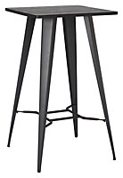 Tolix Premium Bar Table, Square Grey Dark-Wood Table Top, Steel Legs And Support, Kitchen Table, 60cm Width x 104cm Height