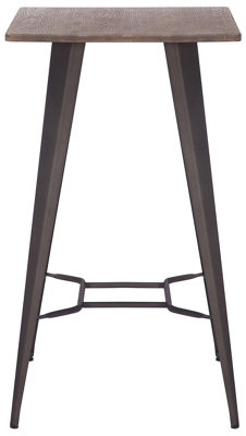 Tolix Rustic Square Bar Table with Brown Wooden Top & Metal Frame - 104cm Height