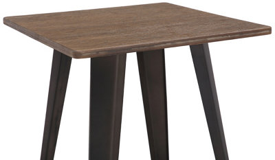 Tolix Rustic Square Bar Table with Brown Wooden Top & Metal Frame - 104cm Height